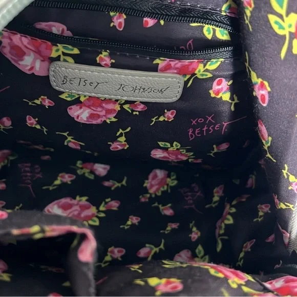 Betsey Johnson Quilted Gray Mini Backpack with Bow - Picture 4 of 5